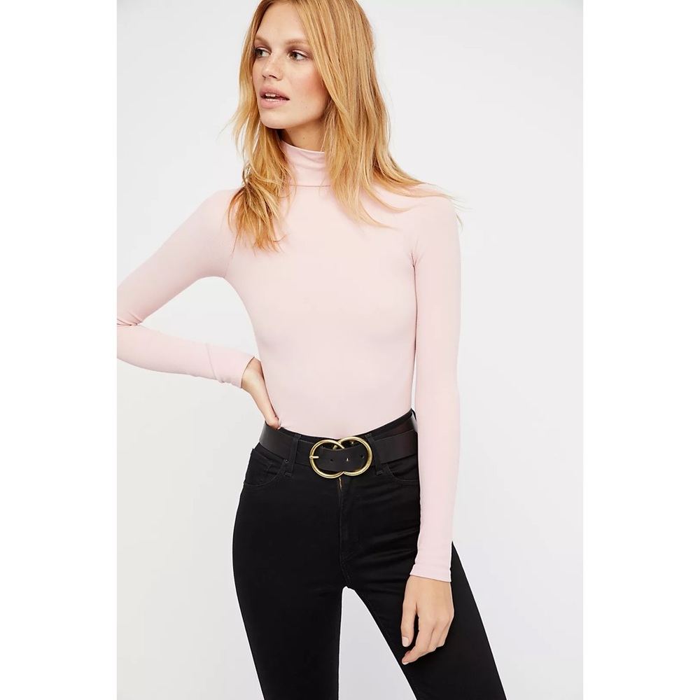 Free People Seamless Turtleneck Bodysuit Blush - Picture 2 of 9